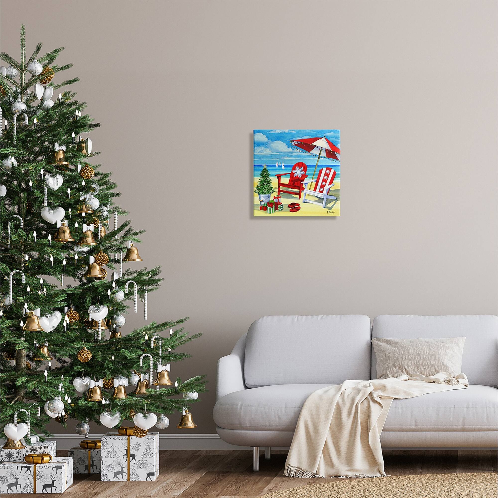 Stupell Industries Christmas Coastal Scene Canvas Wall Art